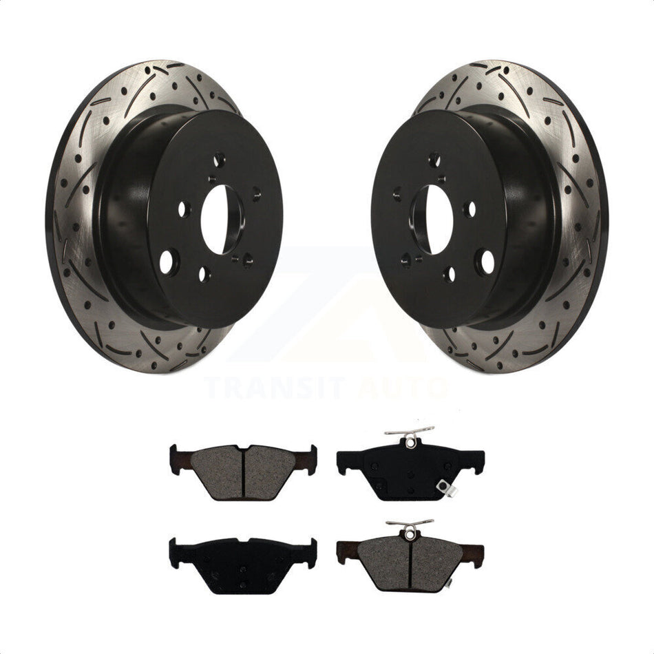 Rear Coated Drilled Slotted Disc Brake Rotors And Semi-Metallic Pads Kit For Subaru Crosstrek KDS-100510 by Transit Auto