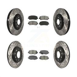 Front Rear Coated Drilled Slotted Disc Brake Rotors And Semi-Metallic Pads Kit For Jeep Cherokee Chrysler 200 KDS-100522
