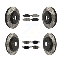 Front Rear Coated Drilled Slotted Disc Brake Rotors And Semi-Metallic Pads Kit For Subaru Outback Legacy WRX KDS-100523