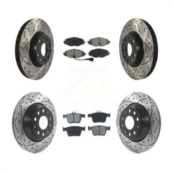 Front Rear Coated Drilled Slotted Disc Brake Rotors And Semi-Metallic Pads Kit For Audi TT Quattro KDS-100528