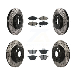 Front Rear Coated Drilled Slotted Disc Brake Rotors And Semi-Metallic Pads Kit For Audi A3 Quattro Volkswagen e-Golf KDS-100529