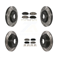 Front Rear Coated Drilled Slotted Disc Brake Rotors And Semi-Metallic Pads Kit For 2016-2022 Honda HR-V KDS-100539