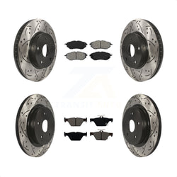 Front Rear Coated Drilled Slotted Disc Brake Rotors And Semi-Metallic Pads Kit For 2015 Subaru Legacy 2.5L KDS-100542