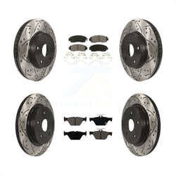 Front Rear Coated Drilled Slotted Disc Brake Rotors And Semi-Metallic Pads Kit For 2016-2019 Subaru Legacy 2.5L KDS-100543