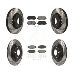 Front Rear Coated Drilled Slotted Disc Brake Rotors And Semi-Metallic Pads Kit For Mazda CX-5 KDS-100544