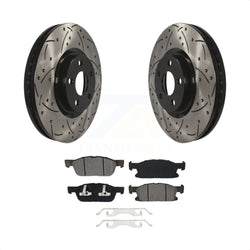 Front Coated Drilled Slotted Disc Brake Rotors And Semi-Metallic Pads Kit For Ford Edge KDS-100545