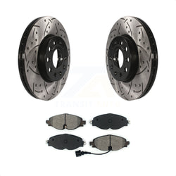 Front Coated Drilled Slotted Disc Brake Rotors And Semi-Metallic Pads Kit For Volkswagen Jetta Audi Golf A3 SportWagen Quattro e-Golf Taos KDS-100549