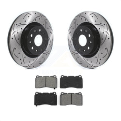 Front Coated Drilled Slotted Disc Brake Rotors And Semi-Metallic Pads Kit For Cadillac CTS CT6 Chevrolet Camaro KDS-100558