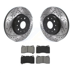 Front Coated Drilled Slotted Disc Brake Rotors And Semi-Metallic Pads Kit For Chevrolet Camaro Cadillac CTS CT6 KDS-100559