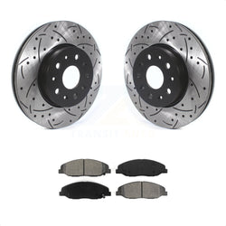 Front Coated Drilled Slotted Disc Brake Rotors And Semi-Metallic Pads Kit For Cadillac CTS Without Heavy Duty Brakes KDS-100561