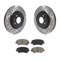 Front Coated Drilled Slotted Disc Brake Rotors And Semi-Metallic Pads Kit For Kia Rio KDS-100563