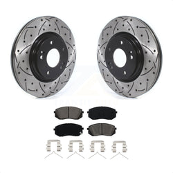 Front Coated Drilled Slotted Disc Brake Rotors And Semi-Metallic Pads Kit For Hyundai Sonata Kia Optima Niro EV Kona Electric KDS-100567
