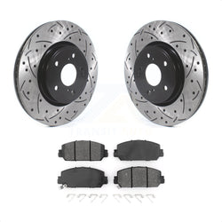 Front Coated Drilled Slotted Disc Brake Rotors And Semi-Metallic Pads Kit For Honda CR-V KDS-100571