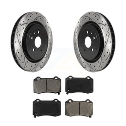 Rear Coated Drilled Slotted Disc Brake Rotors And Semi-Metallic Pads Kit For Chevrolet Camaro Cadillac CTS KDS-100586