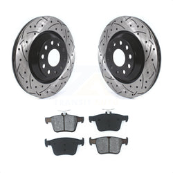 Rear Coated Drilled Slotted Disc Brake Rotors And Semi-Metallic Pads Kit For Volkswagen Atlas Audi Golf R S3 Q3 A3 Arteon TTS Quattro Cross Sport KDS-100590