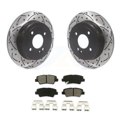 Rear Coated Drilled Slotted Disc Brake Rotors And Semi-Metallic Pads Kit For 2011 Hyundai Accent KDS-100592
