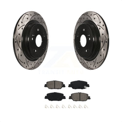 Rear Coated Drilled Slotted Disc Brake Rotors And Semi-Metallic Pads Kit For 2017-2022 Honda CR-V KDS-100595