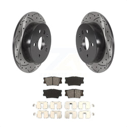 Rear Coated Drilled Slotted Disc Brake Rotors And Semi-Metallic Pads Kit For Toyota Camry KDS-100597