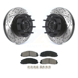 Front Coated Drilled Slotted Disc Brake Rotors Hub Assembly And Semi-Metallic Pads Kit For Ford F-250 Super Duty F-350 KDS-100599