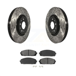 Front Coated Drilled Slotted Disc Brake Rotors And Semi-Metallic Pads Kit For 2014-2021 Jeep Cherokee With Dual Piston Caliper KDS-100600