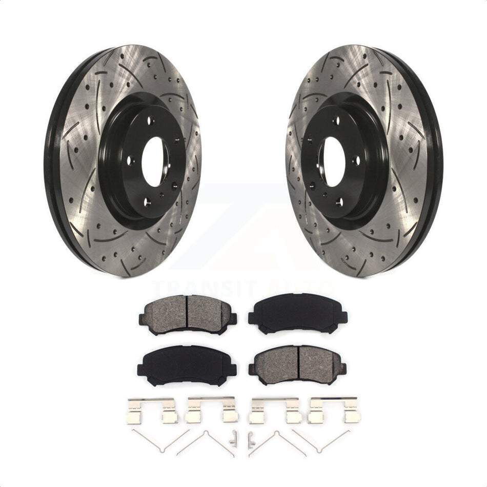 Front Coated Drilled Slotted Disc Brake Rotors And Semi-Metallic Pads Kit For Nissan Maxima KDS-100602 by Transit Auto