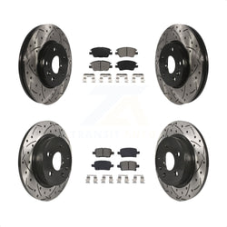 Front Rear Coated Drilled Slotted Disc Brake Rotors And Semi-Metallic Pads Kit For 2016 Chevrolet Cruze With 268mm Diameter Rotor KDS-100623