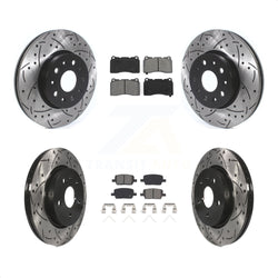 Front Rear Coated Drilled Slotted Disc Brake Rotors And Semi-Metallic Pads Kit For Chevrolet Camaro KDS-100626