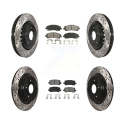 Front Rear Coated Drilled Slotted Disc Brake Rotors And Semi-Metallic Pads Kit For 2015-2020 Acura TLX KDS-100638
