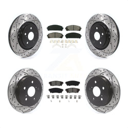 Front Rear Coated Drilled Slotted Disc Brake Rotors And Semi-Metallic Pads Kit For Toyota Camry Avalon TRD KDS-100644