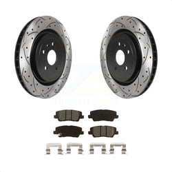 Rear Coated Drilled Slotted Disc Brake Rotors And Semi-Metallic Pads Kit For 2015 Cadillac CTS 6.2L KDS-100648