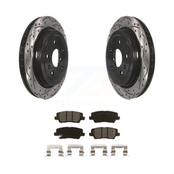 Rear Coated Drilled Slotted Disc Brake Rotors And Semi-Metallic Pads Kit For Cadillac CTS KDS-100649
