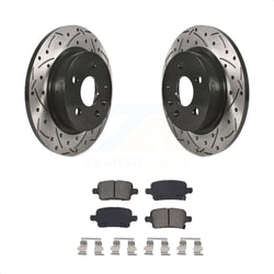 Rear Coated Drilled Slotted Disc Brake Rotors And Semi-Metallic Pads Kit For 2016 Chevrolet Cruze With 268mm Diameter Rotor KDS-100650