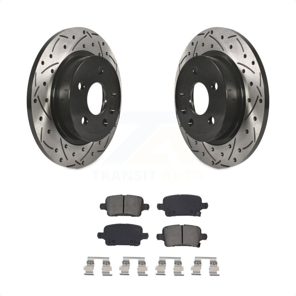 Rear Coated Drilled Slotted Disc Brake Rotors And Semi-Metallic Pads Kit For 2016 Chevrolet Cruze With 268mm Diameter Rotor KDS-100650 by Transit Auto