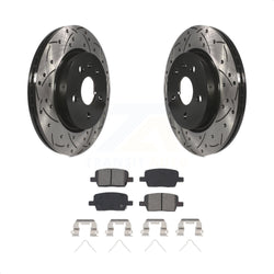 Rear Coated Drilled Slotted Disc Brake Rotors And Semi-Metallic Pads Kit For Chevrolet Camaro Cadillac CT6 KDS-100651