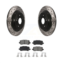 Rear Coated Drilled Slotted Disc Brake Rotors And Semi-Metallic Pads Kit For 2015-2020 Acura TLX KDS-100657