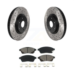 Front Coated Drilled Slotted Disc Brake Rotors And Semi-Metallic Pads Kit For Cadillac SRX Saab 9-4X KDS-100662