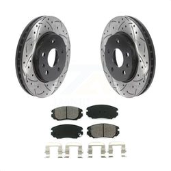 Front Coated Drilled Slotted Disc Brake Rotors And Semi-Metallic Pads Kit For Chevrolet Malibu Buick LaCrosse Regal Limited KDS-100663