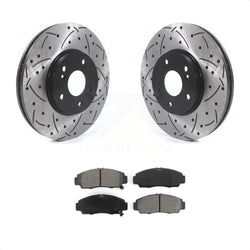 Front Coated Drilled Slotted Disc Brake Rotors And Semi-Metallic Pads Kit For Honda Accord Acura TL TSX CL KDS-100670