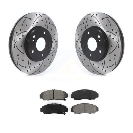 Front Coated Drilled Slotted Disc Brake Rotors And Semi-Metallic Pads Kit For Honda Accord Acura TL TSX CL KDS-100670 by Transit Auto