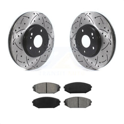 Front Coated Drilled Slotted Disc Brake Rotors And Semi-Metallic Pads Kit For Honda Odyssey Acura MDX KDS-100671