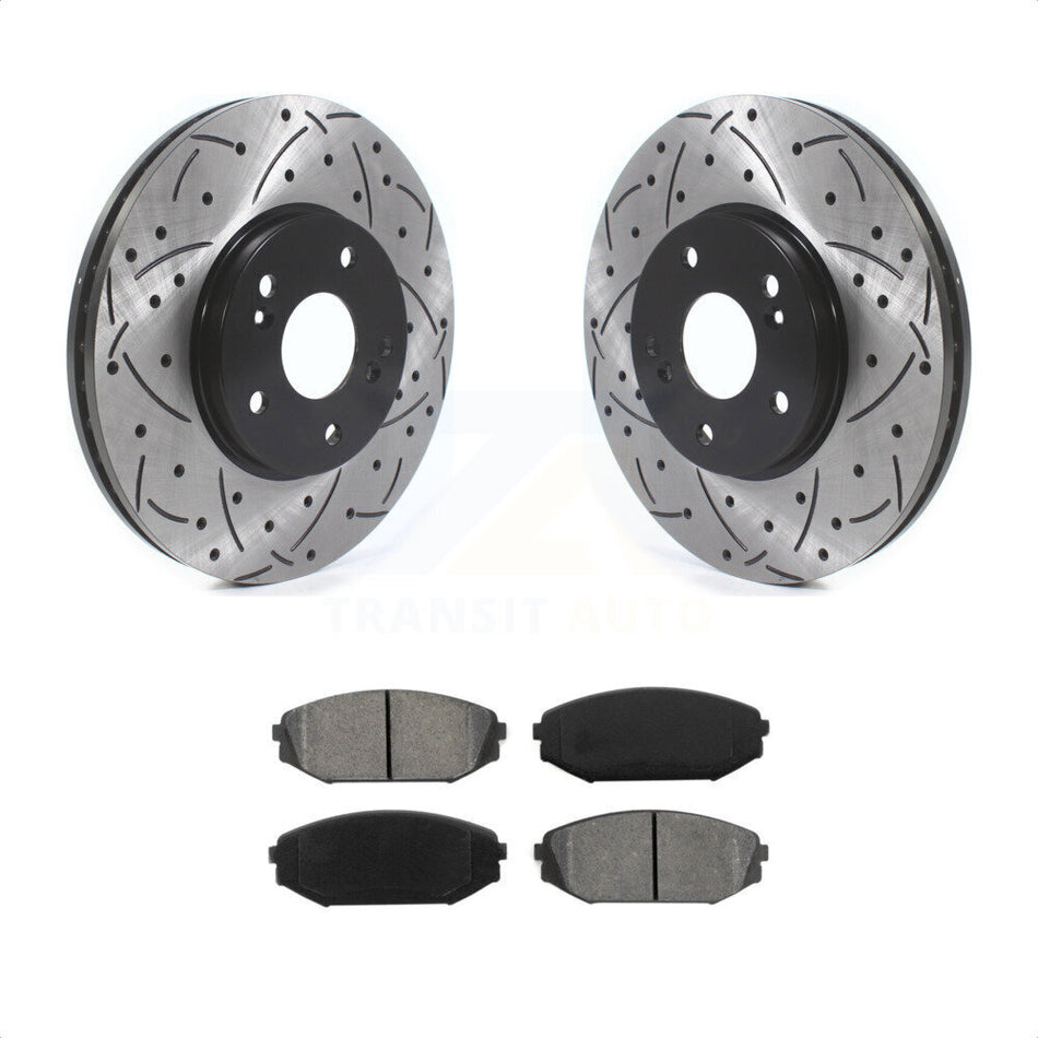 Front Coated Drilled Slotted Disc Brake Rotors And Semi-Metallic Pads Kit For Honda Odyssey Acura MDX KDS-100671 by Transit Auto