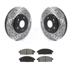 Front Coated Drilled Slotted Disc Brake Rotors And Semi-Metallic Pads Kit For 2003-2006 Acura MDX KDS-100672