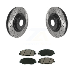 Front Coated Drilled Slotted Disc Brake Rotors And Semi-Metallic Pads Kit For 2012 Hyundai Genesis 3.8L KDS-100686