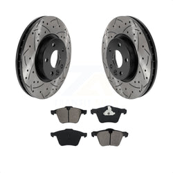 Front Coated Drilled Slotted Disc Brake Rotors And Semi-Metallic Pads Kit For 2008 Volvo V70 With 300mm Diameter Rotor KDS-100688