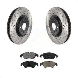 Front Coated Drilled Slotted Disc Brake Rotors And Semi-Metallic Pads Kit For Audi A6 KDS-100697