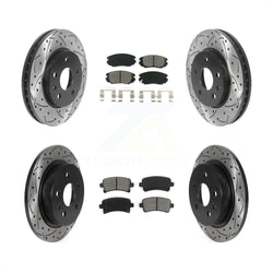 Front Rear Coated Drilled Slotted Disc Brake Rotors And Semi-Metallic Pads Kit For Chevrolet Malibu Limited KDS-100706