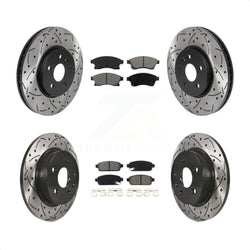 Front Rear Coated Drilled Slotted Disc Brake Rotors And Semi-Metallic Pads Kit For Chevrolet Buick Encore Trax Sonic KDS-100709