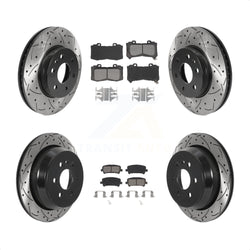 Front Rear Coated Drilled Slotted Disc Brake Rotors And Semi-Metallic Pads Kit For 2015-2020 Chevrolet Colorado GMC Canyon KDS-100710