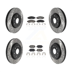 Front Rear Coated Drilled Slotted Disc Brake Rotors And Semi-Metallic Pads Kit For Chevrolet Traverse GMC Acadia Buick Enclave Blazer KDS-100711