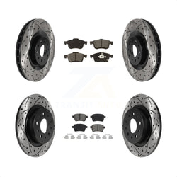 Front Rear Coated Drilled Slotted Disc Brake Rotors And Semi-Metallic Pads Kit For 2014-2020 Fiat 500L KDS-100715